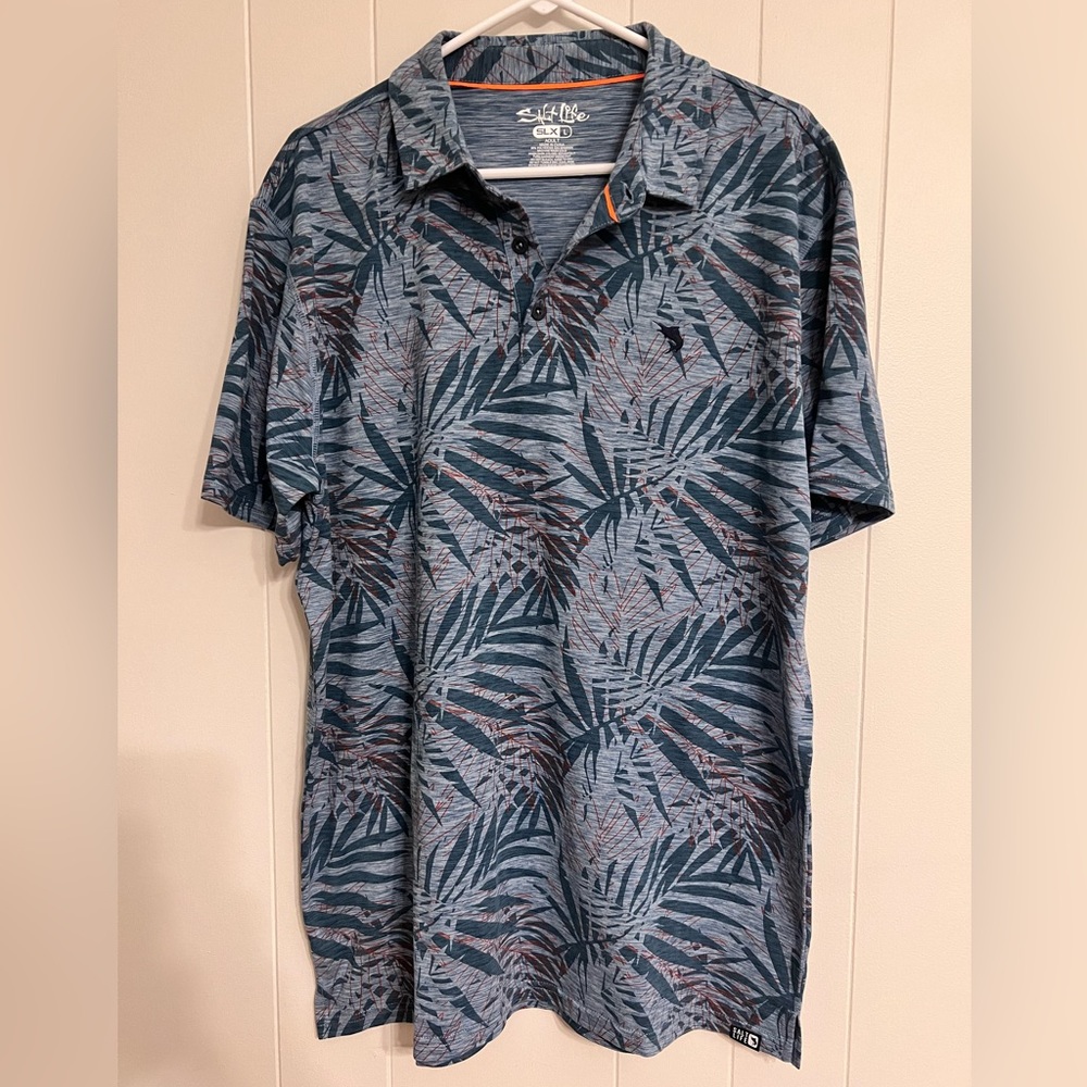 Salt Life Polo Sz L Blue‎